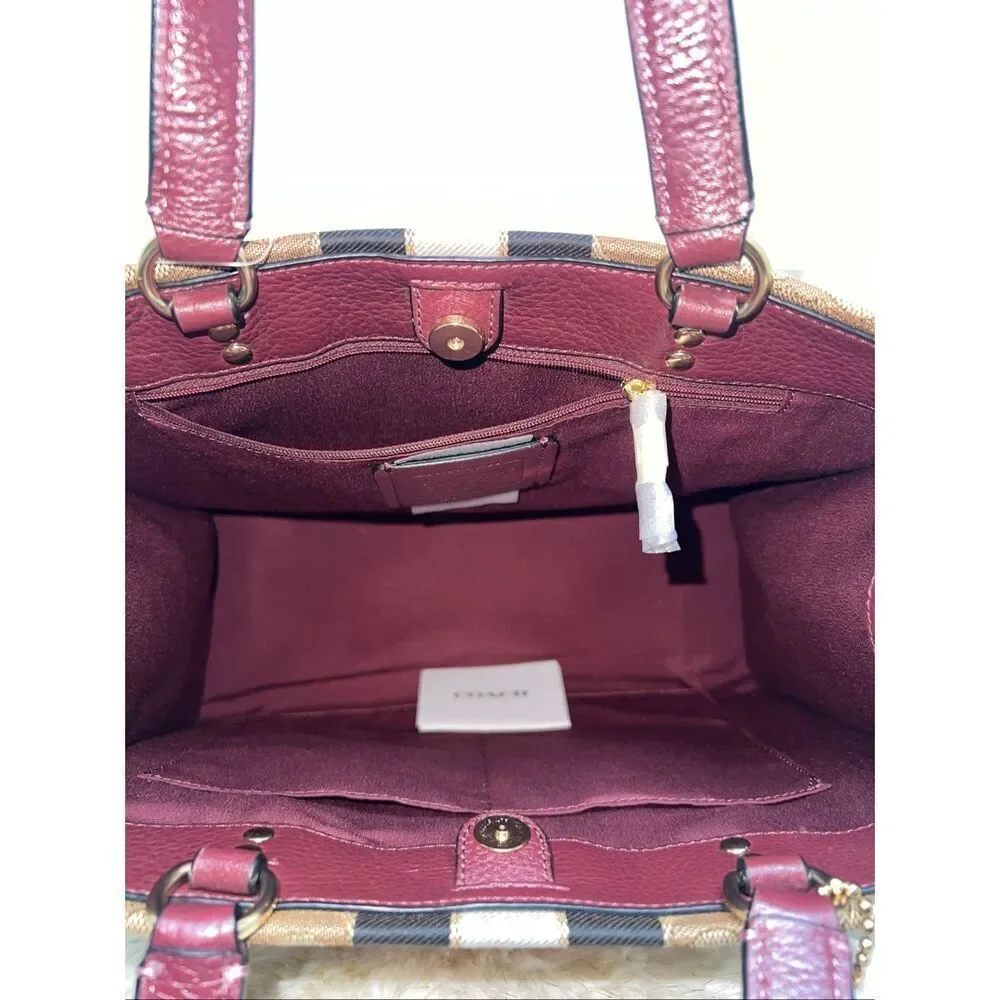 🔥🎁NWT! Coach Dempsey Carryall Handbag Sig Jacquard Stipe 4113 Msrp:$378.0